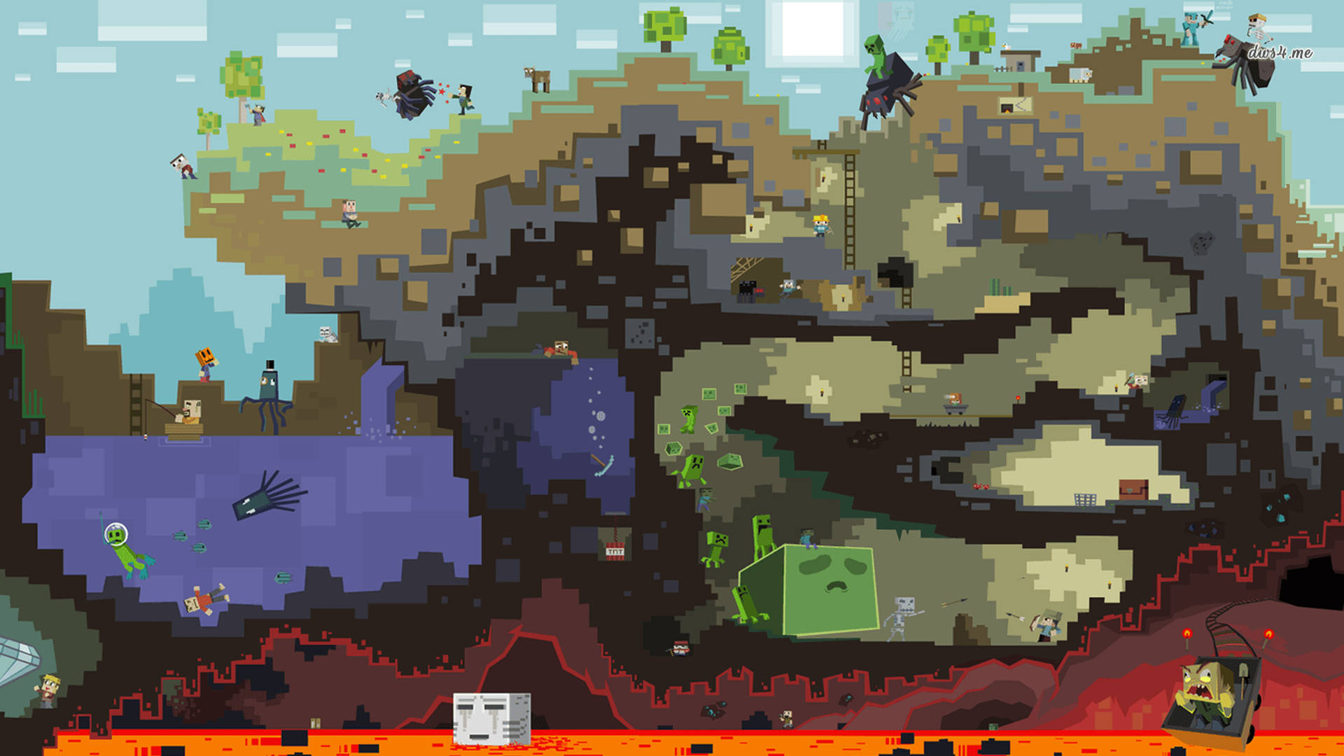 2560x1440 Minecraft Map Of Overworld And Below Wallpaper