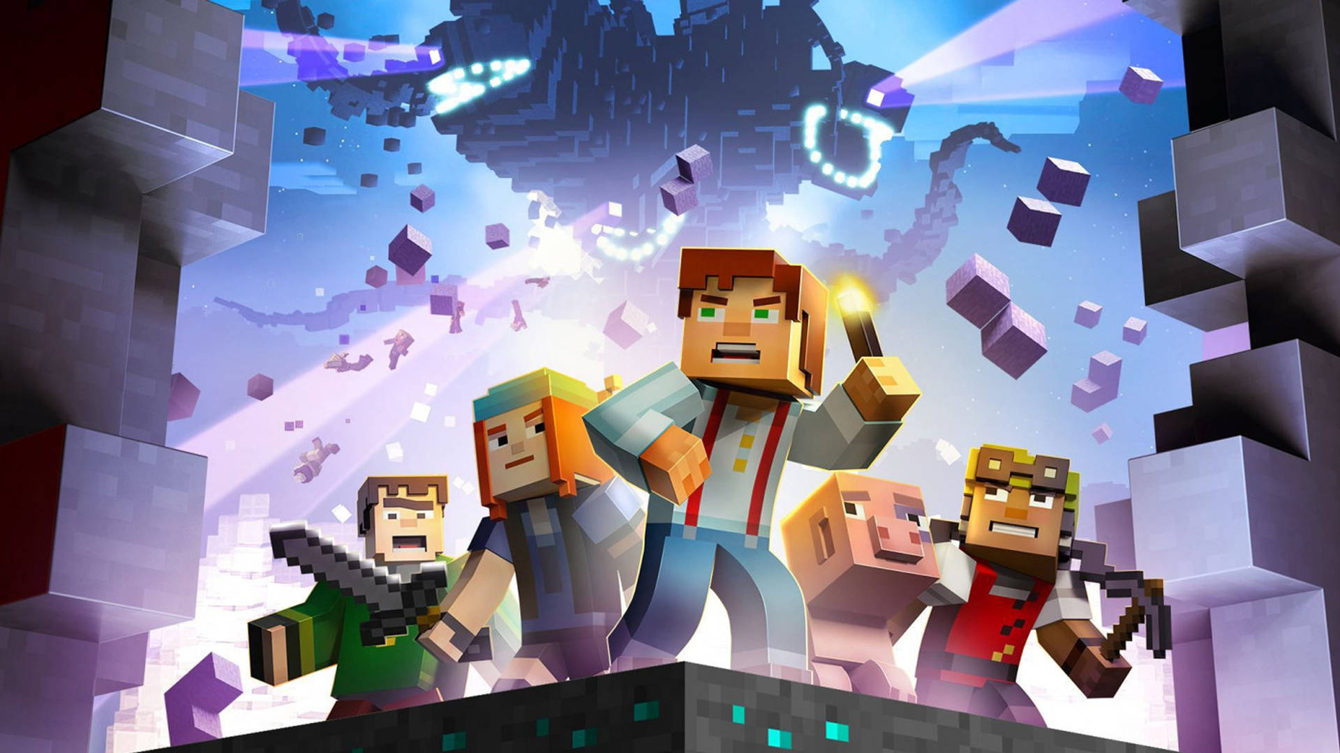 2560x1440 Minecraft Story Mode Characters Background