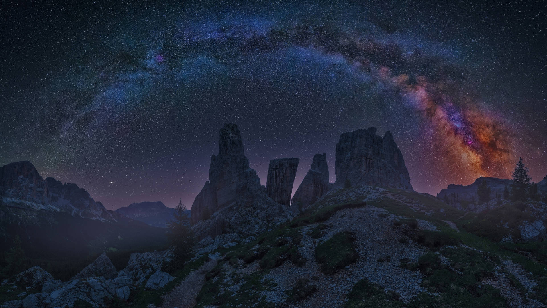 2560x1440 Nature Dolomite Milky Way Wallpaper