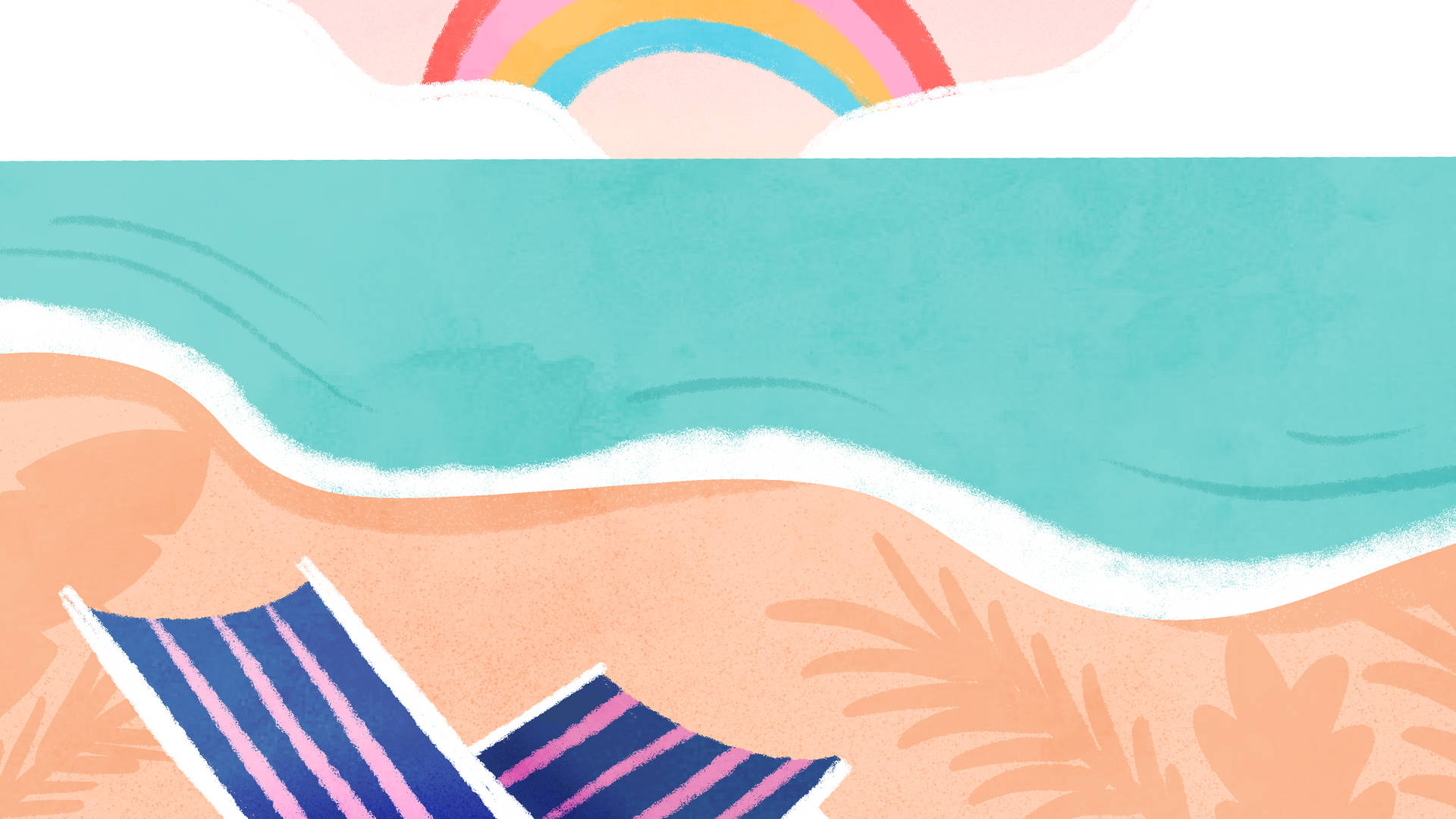 2560x1440 Summer Beach Illustration Wallpaper