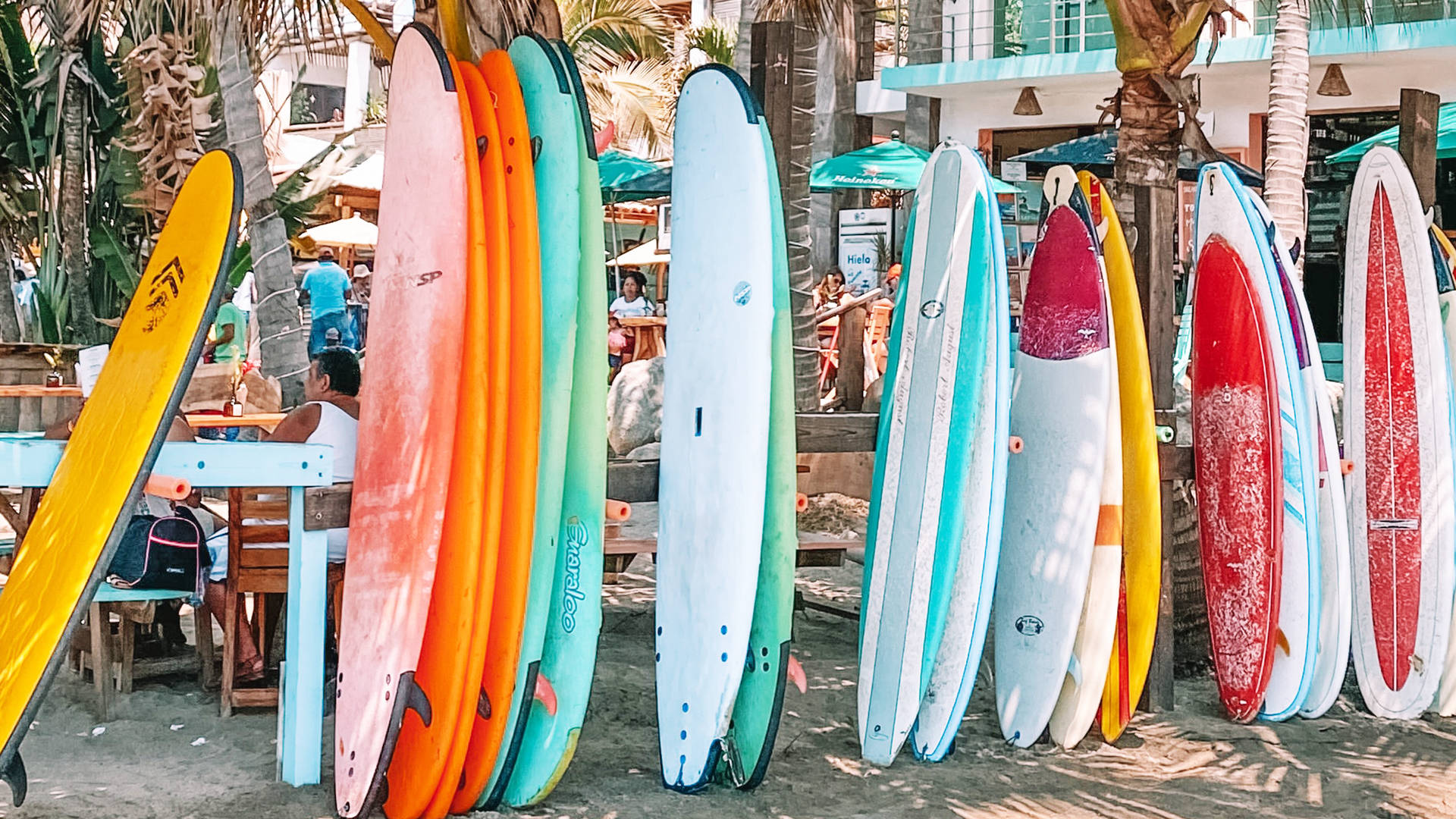 2560x1440 Summer Surfboard Rack Wallpaper