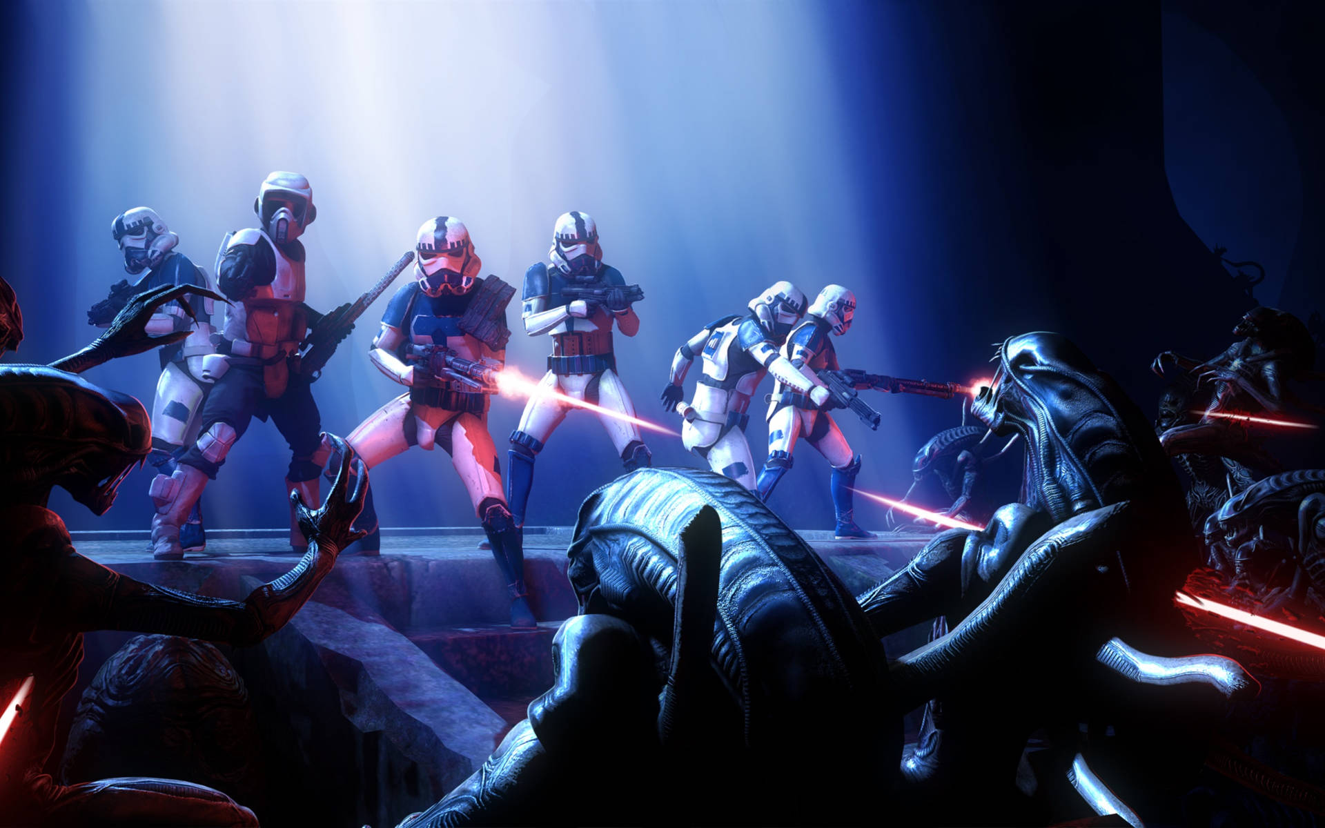2560x1600 Star Wars Stormtroopers And Xenomorphs Wallpaper