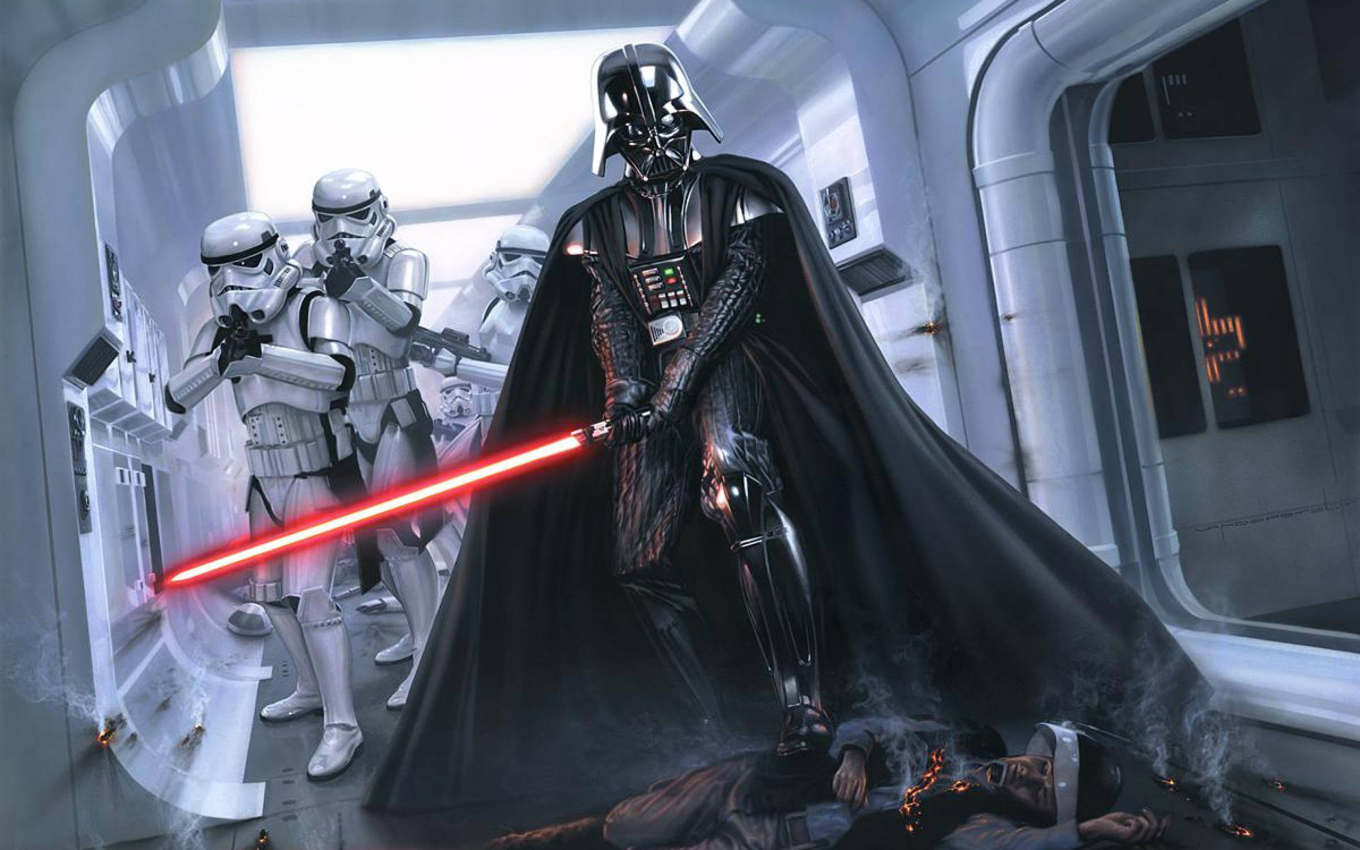 2560x1600 Star Wars Darth Vader And Stormtroopers Wallpaper