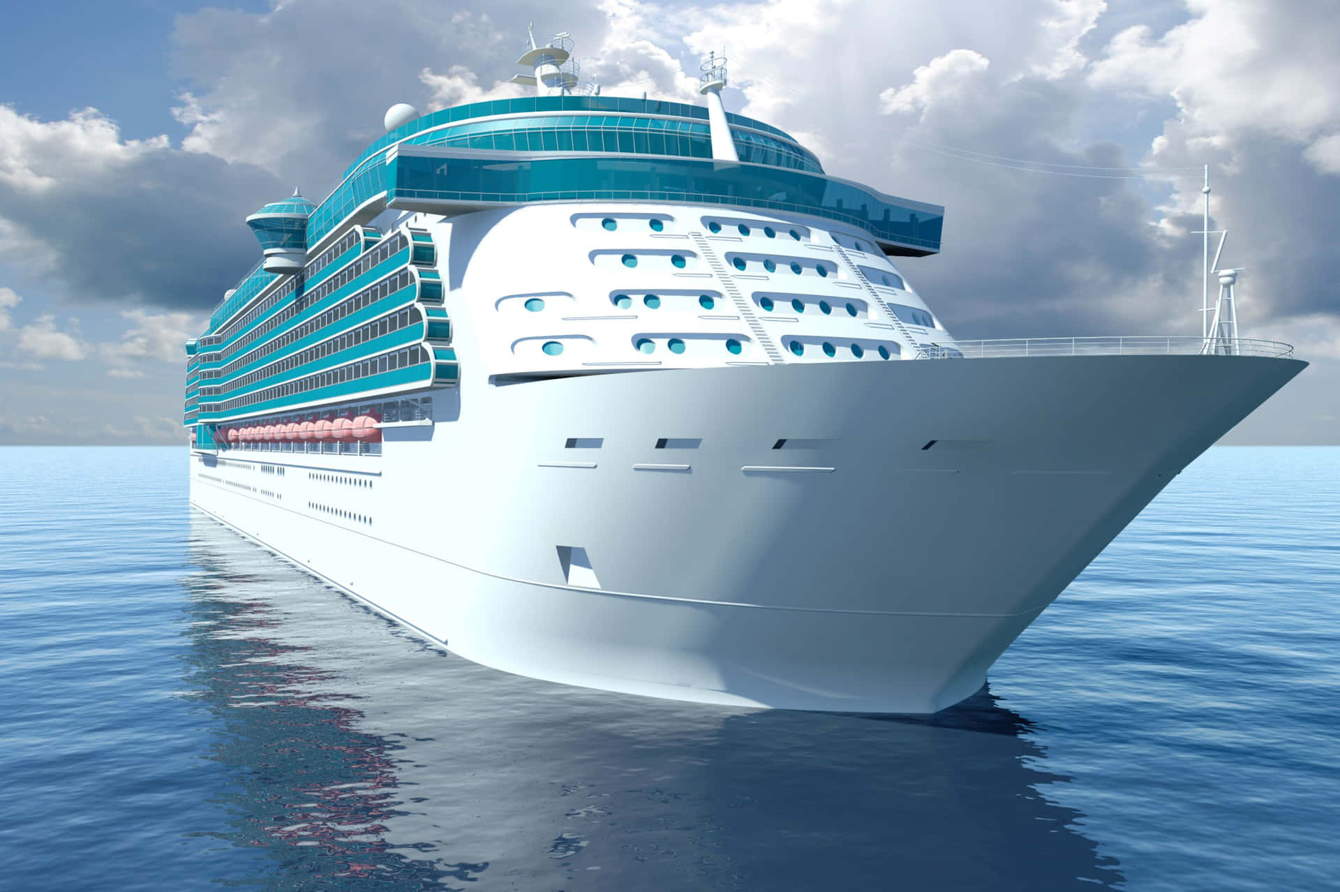 A Large Cruise Ship Is Floating In The Ocean Wallpaper