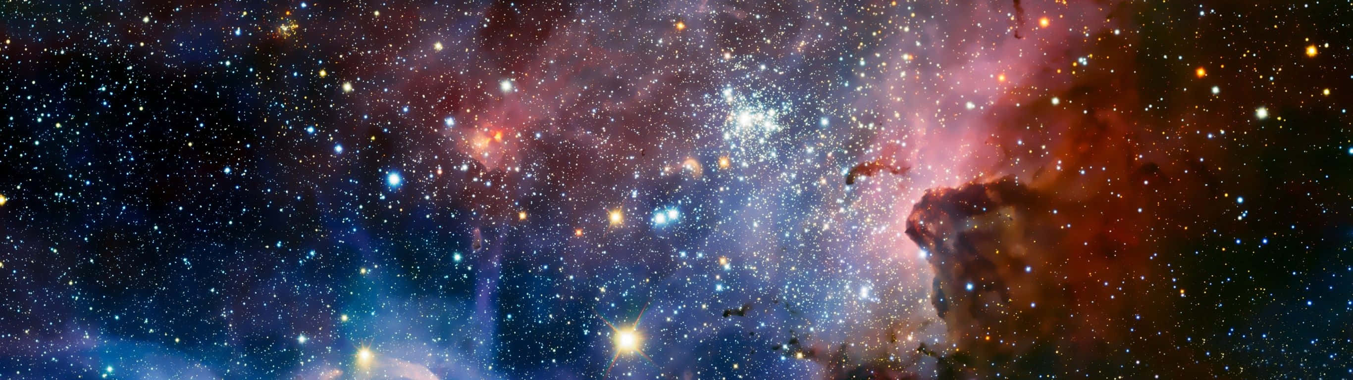 2732 X 768 Colored Galaxy Wallpaper