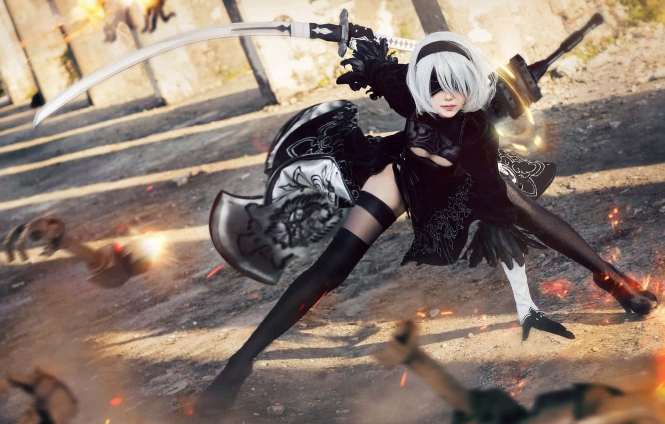 2B, the android singer of the YoRHa military squad