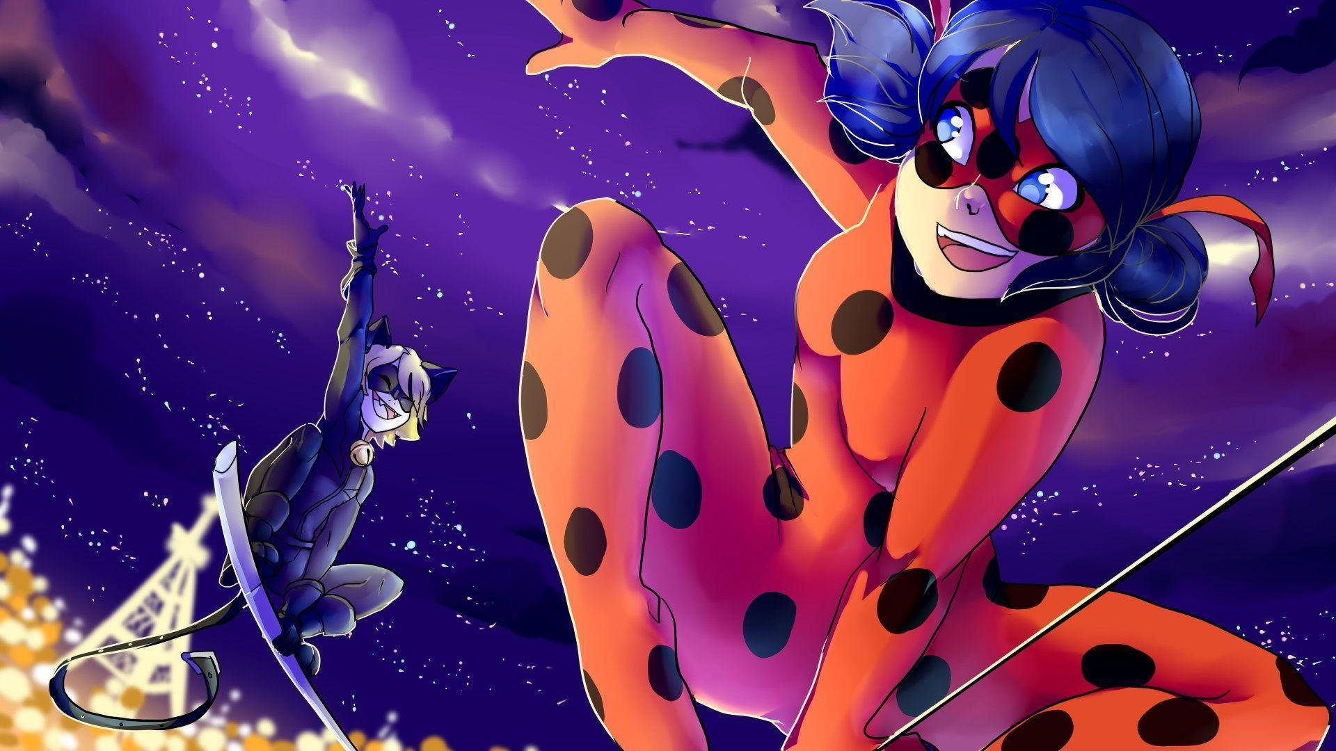 2D Cartoon Art Miraculous Ladybug Wallpaper