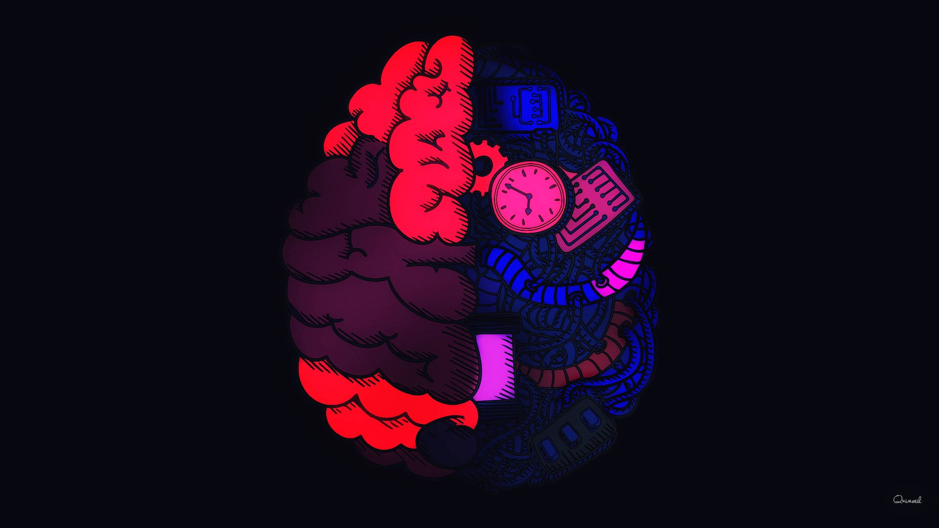 2D hjernens cortex oversigts billedtapet til computer Wallpaper