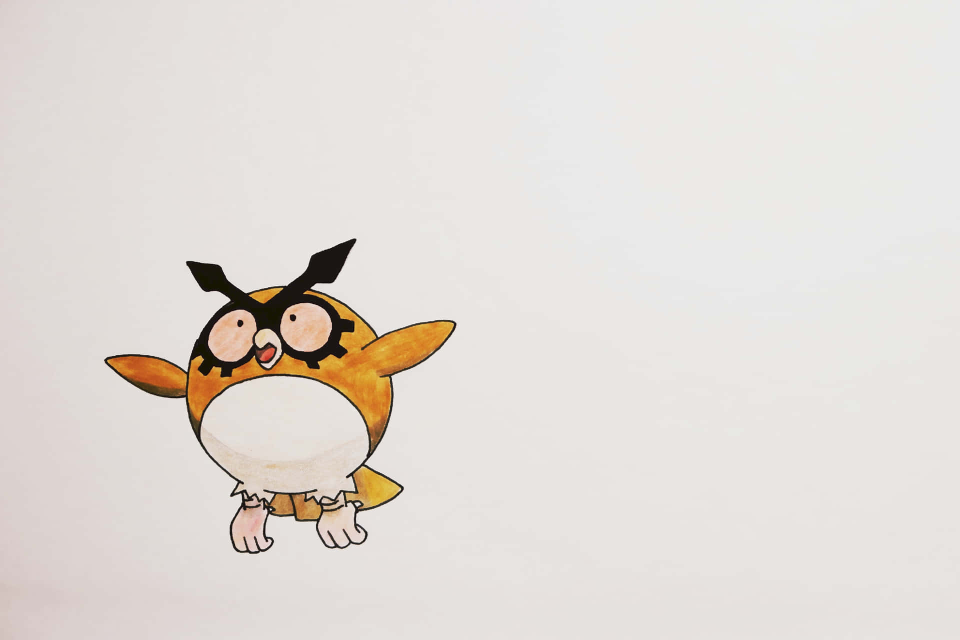 2D Hoothoot Drawing On White Background Wallpaper