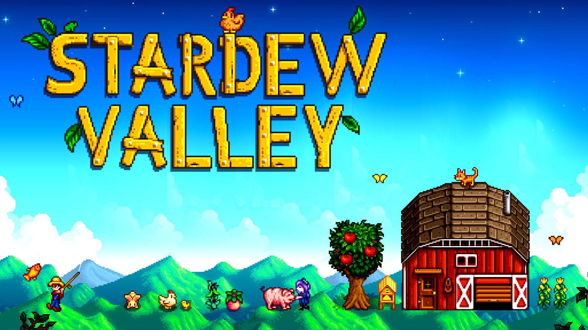 2d Stardew Valley Game Logo Poster Wallpaper