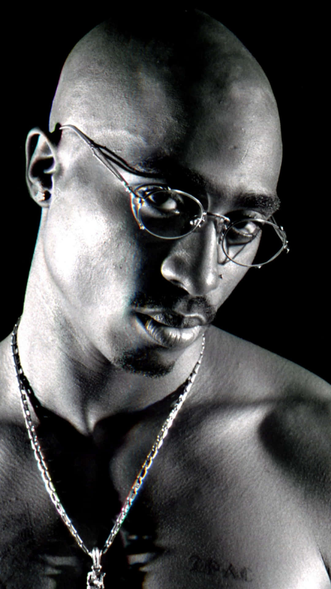 2pac With Glasses Greyscale Phone Picture