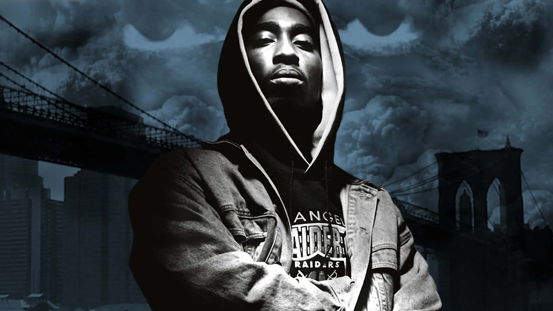 Greyscale 2pac In Hoodie Picture