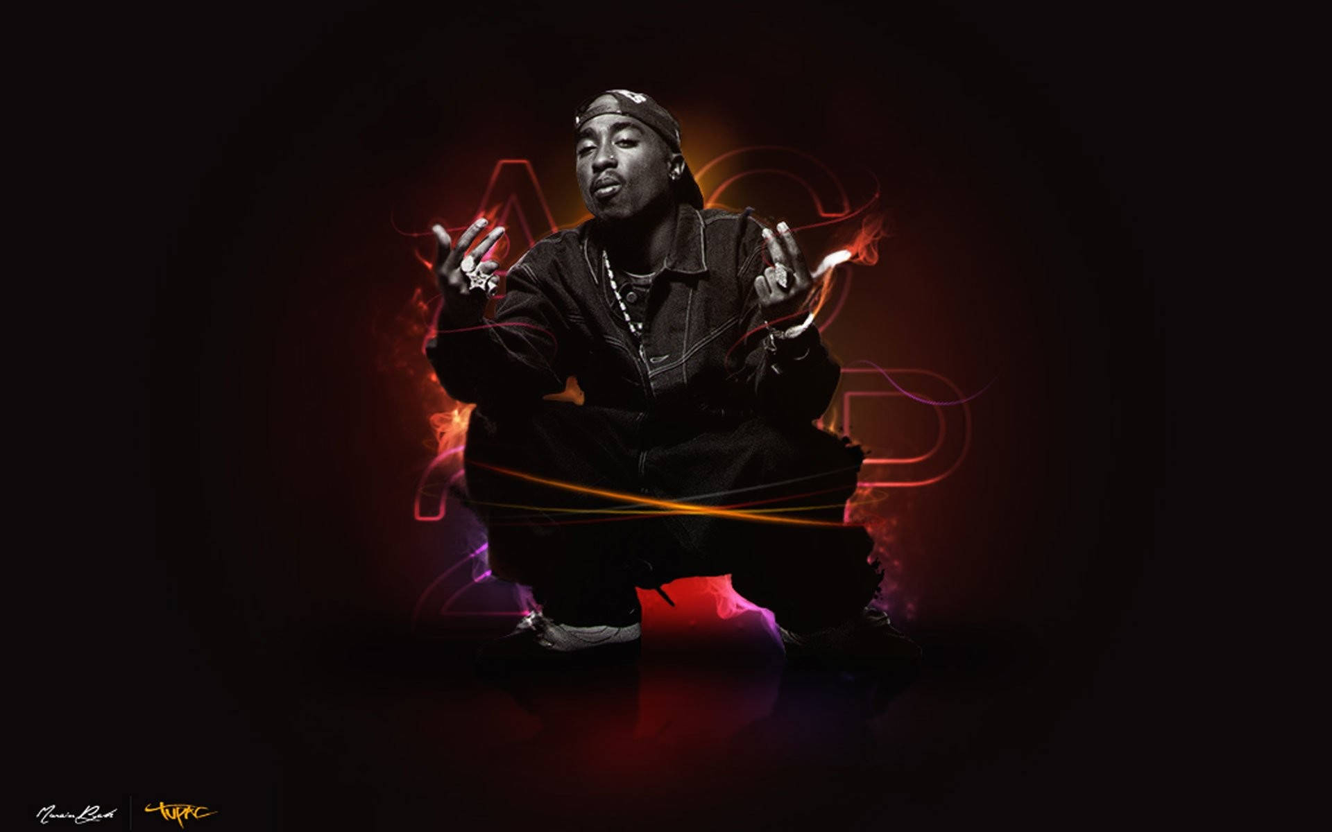 2pac Shining Red Background Wallpaper