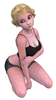 3 D Animated Blonde Female Character PNG