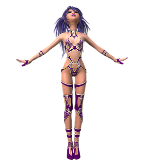 3 D Animated Characterin Purple Outfit PNG