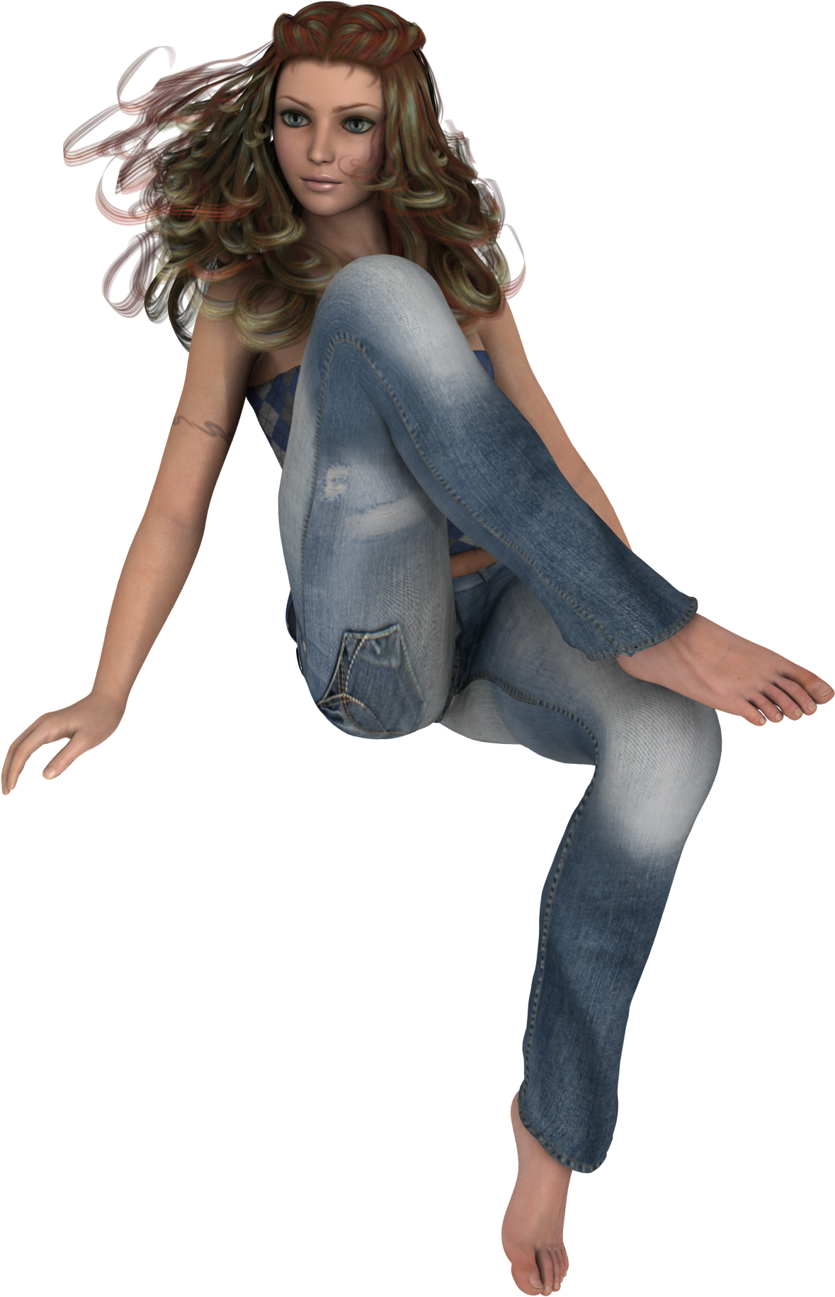 3 D Animated Female Characterin Jeans PNG