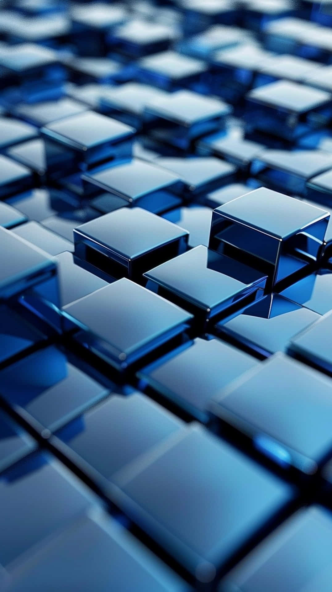 3 D Blue Cubes Abstract Pattern Wallpaper