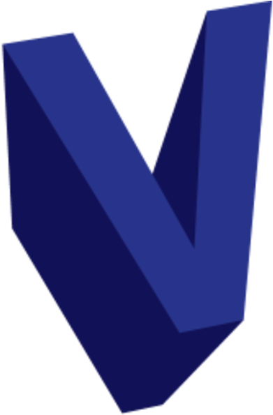 3 D Blue Letter V PNG