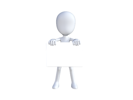 3 D Character Holding Blank Sign PNG
