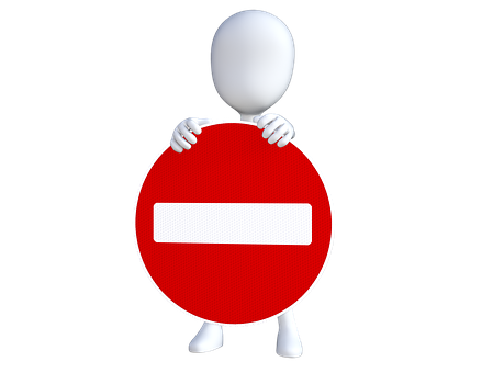 3 D Character Holding No Entry Sign PNG