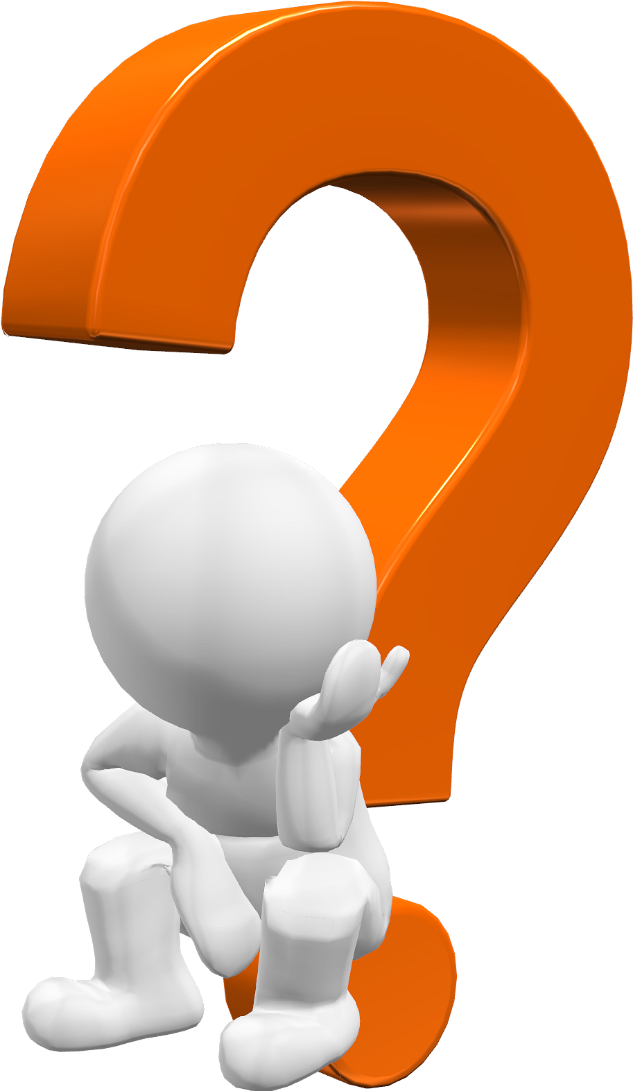 3 D Character Thinking Beside Question Mark PNG