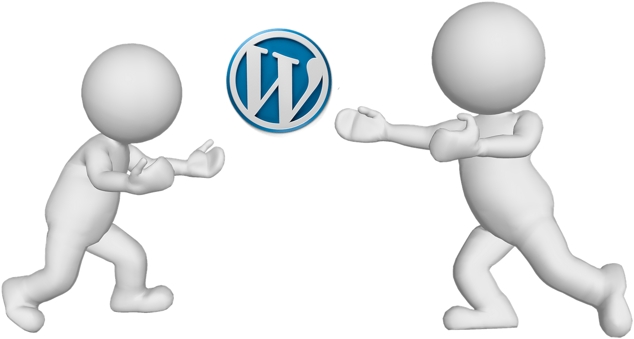 3 D Characters Chasing Wordpress Logo PNG