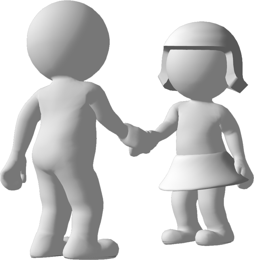 3 D Characters Holding Hands PNG