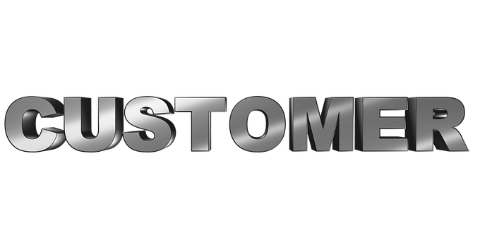 3 D Customer Text Black Background PNG