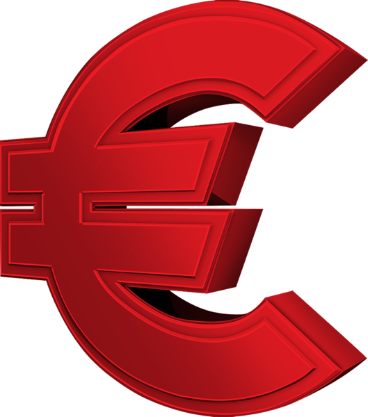 3 D Euro Symbol Red Background PNG