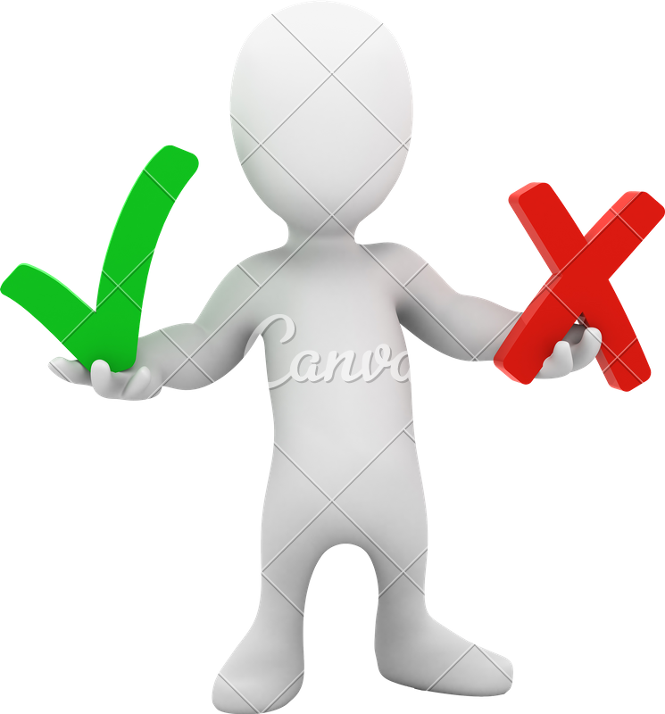 3 D Figure Holding Checkand Cross PNG