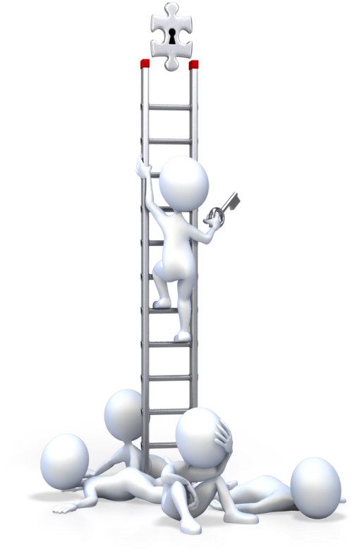 3 D Figure Success Ladder PNG