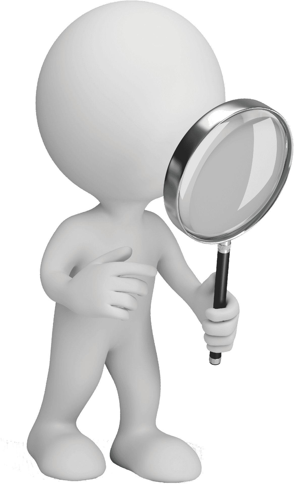 3 D Figure With Magnifying Glass PNG