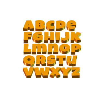 3 D Golden Alphabeton Black PNG