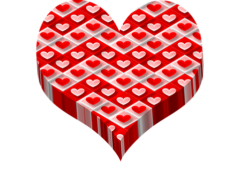 3 D Heart Pattern Love Concept PNG