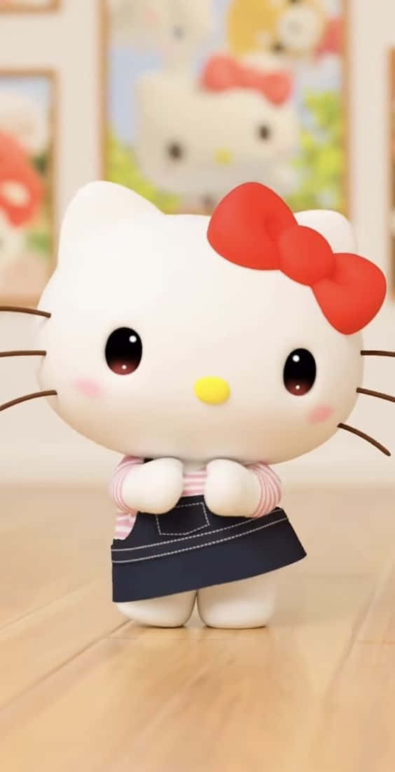 3 D Hello Kitty Cute Pose Wallpaper