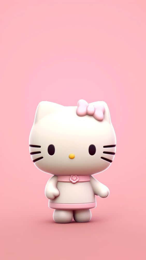 3 D Hello Kitty Pink Background Wallpaper