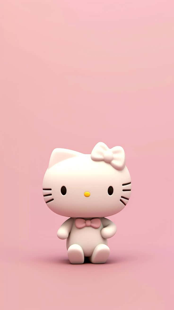 3 D Hello Kitty Pink Background Wallpaper