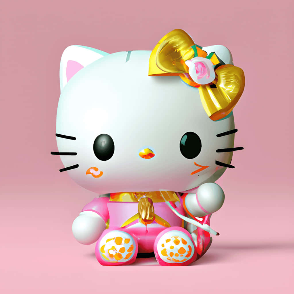 3 D Hello Kitty Pink Background Wallpaper