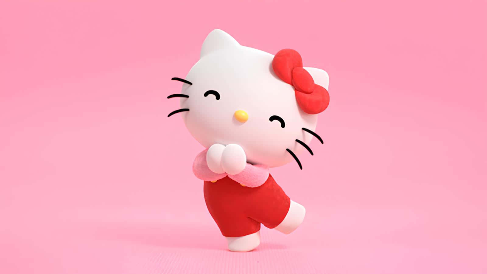 3 D Hello Kitty Pink Background Wallpaper