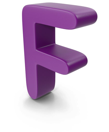 3 D Letter F Purple Standing PNG