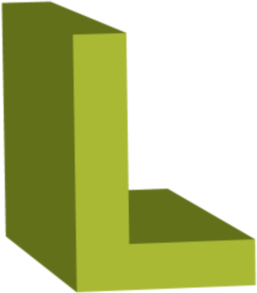 3 D Letter L Greenand Yellow PNG