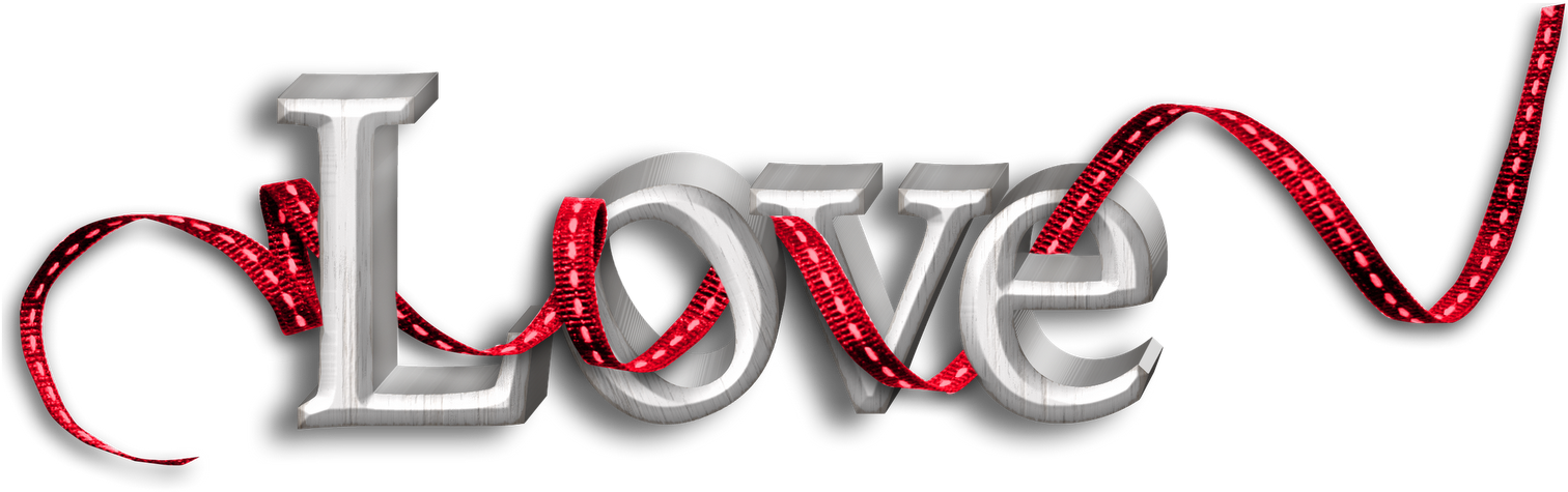 3 D Love Text Design PNG