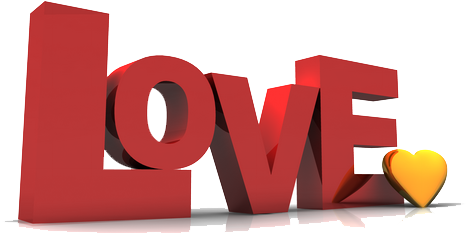 3 D Love Text Heart Graphic PNG