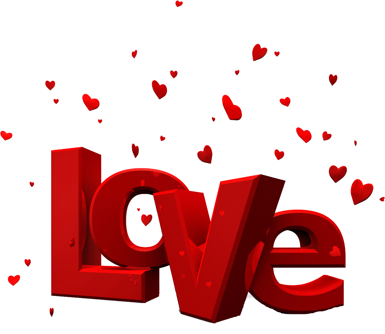 3 D Love Text Hearts Background PNG