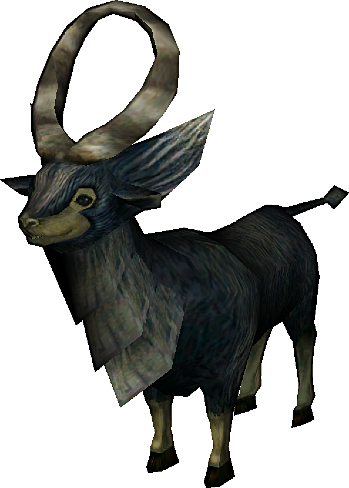 3 D Model Black Goatwith Curved Horns PNG