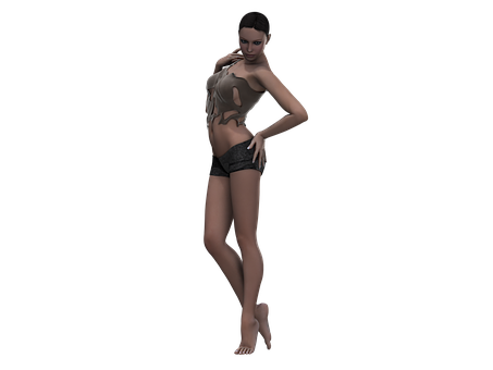 3 D Model Fashion Pose PNG