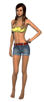 3 D Model Female Casual Outfit PNG