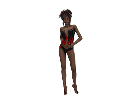 3 D Model Female Characterin Swimsuit PNG