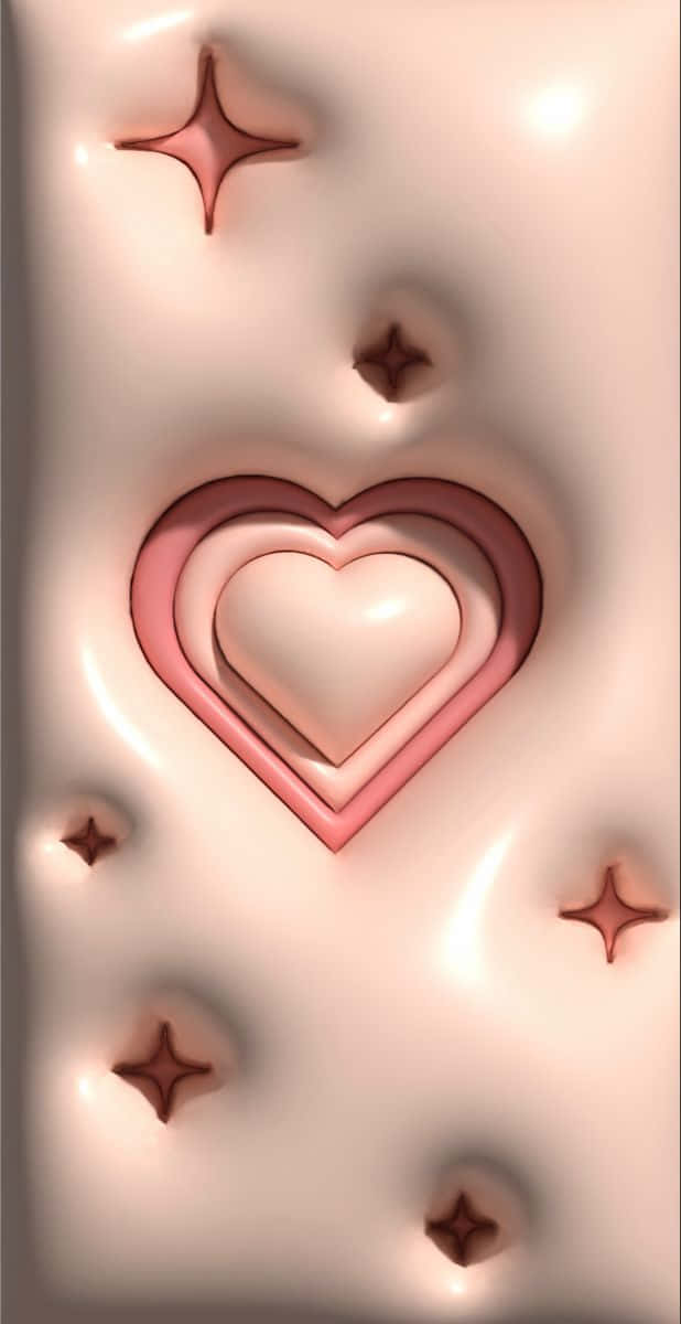 3 D Pink Heartand Stars Wallpaper