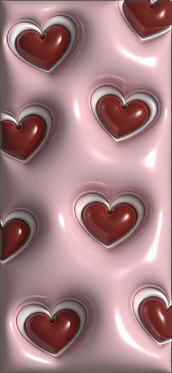 3 D Pink Hearts Pattern Wallpaper